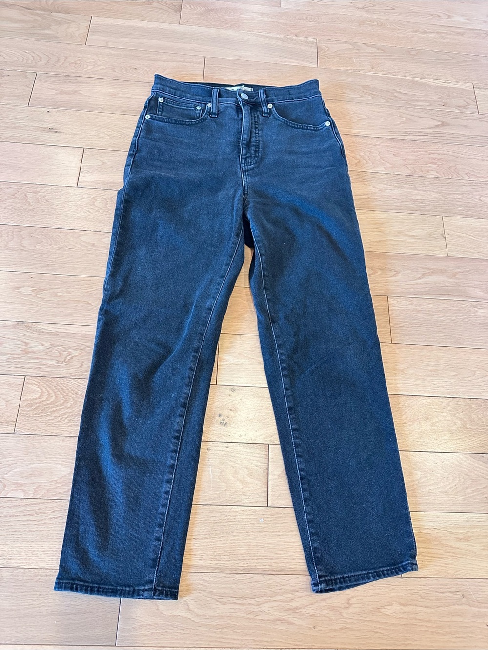 Madewell Classic Straight Denim Black Women's Straight-Leg Jeans Size 25